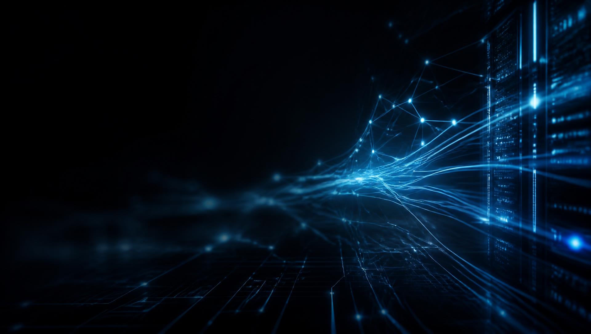 Rede digital representando um ecossistema autônomo de inteligência artificial